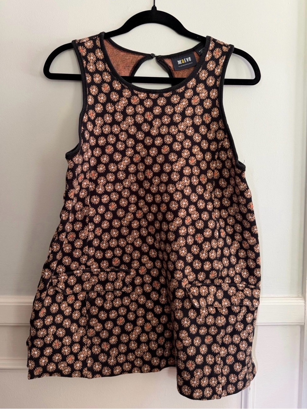 Maeve by Anthropologie Jacquard Tunic Top Floral Brown Motif